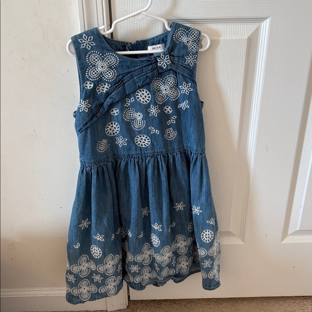 Reiss Denim Broderie Dress